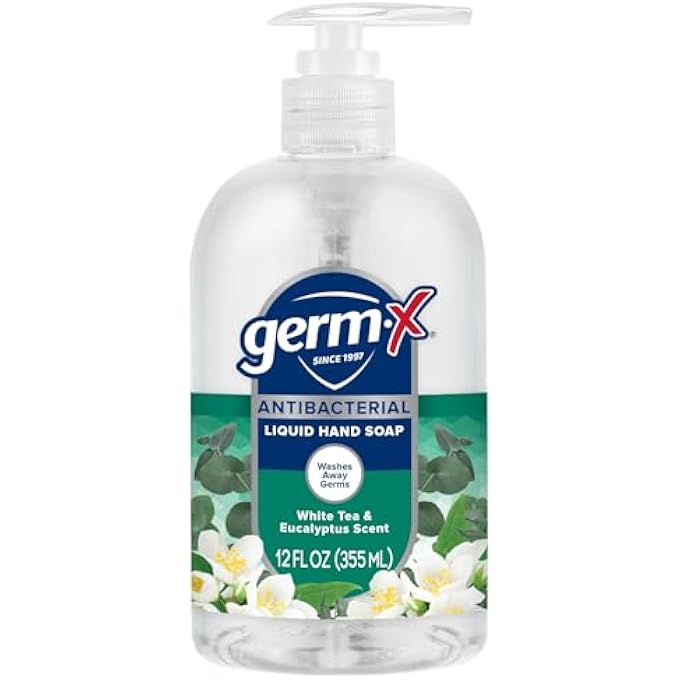 Germ-X ANTIBACTERIAL HAND SOAP, MOISTURIZING LIQUID HAND WASH FOR KITCHEN, PH BALANCED & DERMATOLOGIST TESTED, BACK TO SCHOOL SUPPLIES, WHITE TEA & EUCALYPTUS, 12 OZ PUMP BOTTLE (PACK OF 4) - Image 2